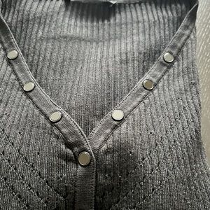 WHBM Ribbed V-Neck Button detail, long sleeve sweater